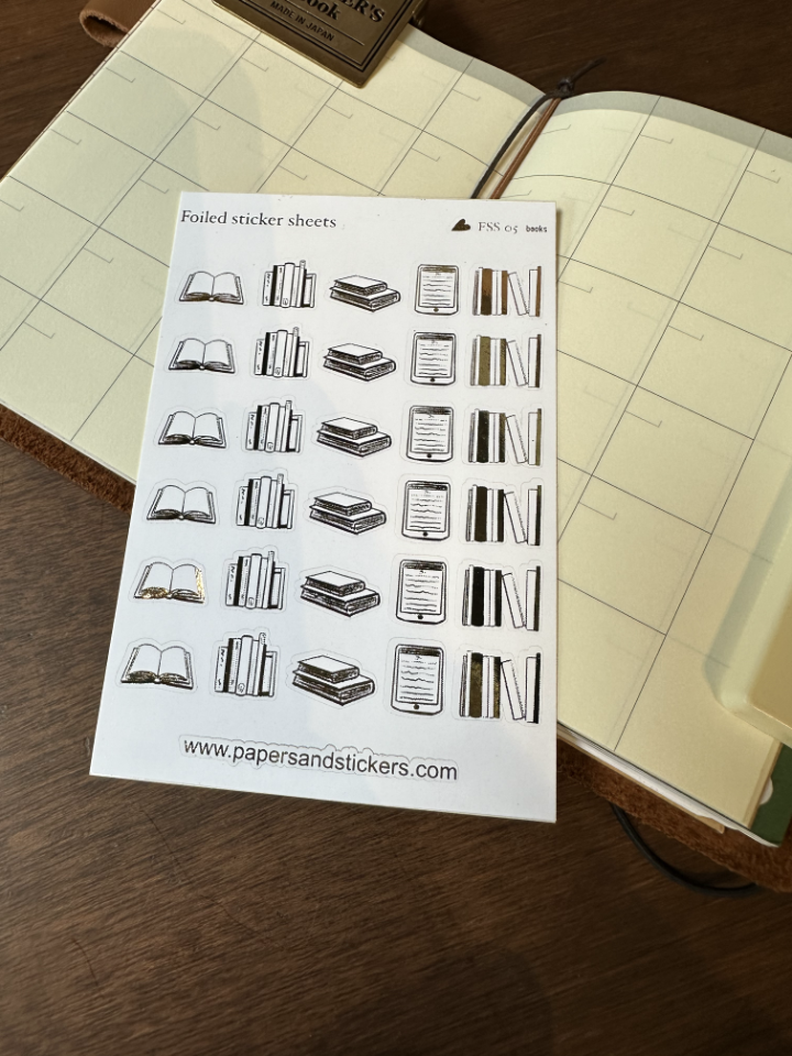 Books Foiled Sticker Sheets